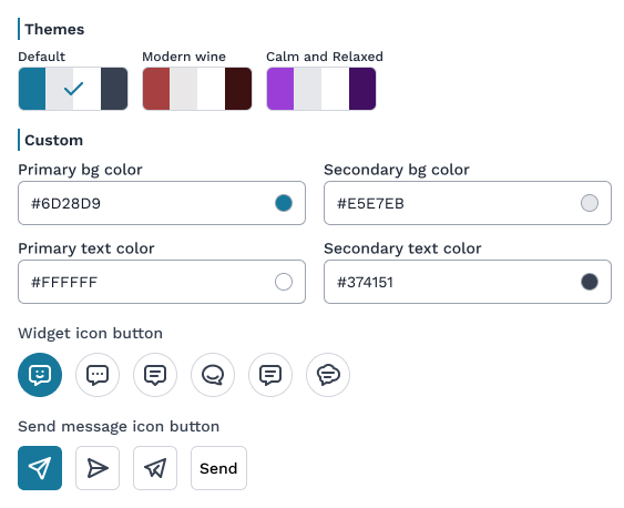 Chat widget customization options
